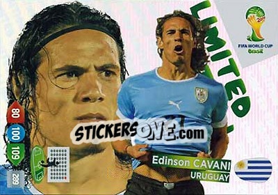 Sticker Edinson Cavani - FIFA World Cup Brazil 2014. Adrenalyn XL n. XXL-EC - Panini