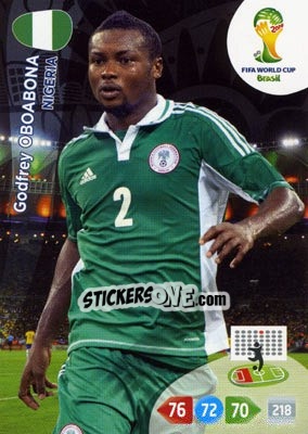 Cromo Godfrey Oboabona - FIFA World Cup Brazil 2014. Adrenalyn XL - Panini