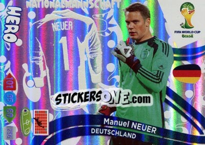 Sticker Manuel Neuer - FIFA World Cup Brazil 2014. Adrenalyn XL n. u75 - Panini