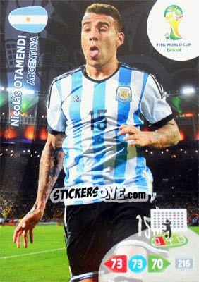 Sticker Nicolás Otamendi - FIFA World Cup Brazil 2014. Adrenalyn XL - Panini