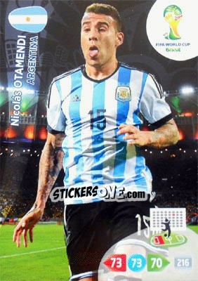 Cromo Nicolás Otamendi - FIFA World Cup Brazil 2014. Adrenalyn XL - Panini