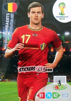 Sticker Nicolas Lombaerts - FIFA World Cup Brazil 2014. Adrenalyn XL - Panini