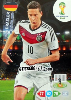 Sticker Julian Draxler - FIFA World Cup Brazil 2014. Adrenalyn XL n. u101 - Panini