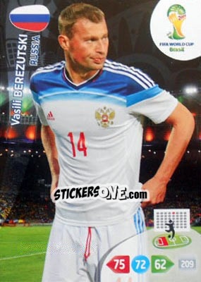 Sticker Vasili Berezutski - FIFA World Cup Brazil 2014. Adrenalyn XL n. u128 - Panini