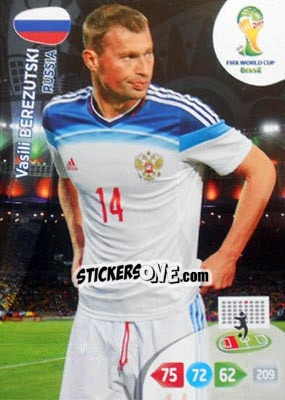 Figurina Vasili Berezutski - FIFA World Cup Brazil 2014. Adrenalyn XL - Panini