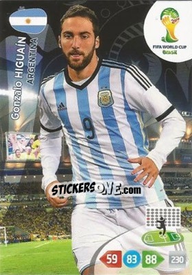 Sticker Gonzalo Higuaín - FIFA World Cup Brazil 2014. Adrenalyn XL - Panini
