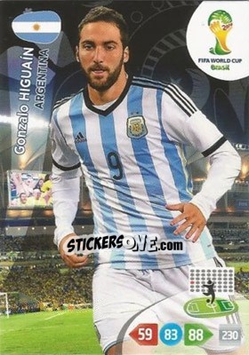 Sticker Gonzalo Higuaín - FIFA World Cup Brazil 2014. Adrenalyn XL n. 16 - Panini