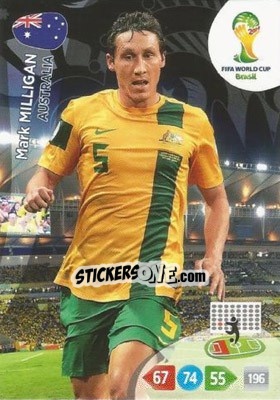 Sticker Mark Milligan - FIFA World Cup Brazil 2014. Adrenalyn XL n. 20 - Panini