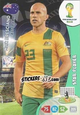 Sticker Mark Bresciano - FIFA World Cup Brazil 2014. Adrenalyn XL n. 22 - Panini