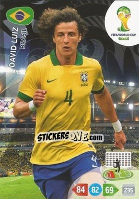 Sticker David Luiz - FIFA World Cup Brazil 2014. Adrenalyn XL n. 50 - Panini