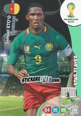 Sticker Samuel Eto'o - FIFA World Cup Brazil 2014. Adrenalyn XL n. 66 - Panini