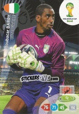Sticker Boubacar Barry - FIFA World Cup Brazil 2014. Adrenalyn XL n. 95 - Panini