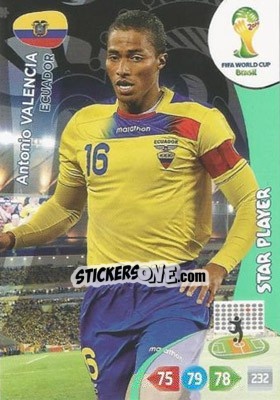 Sticker Antonio Valencia - FIFA World Cup Brazil 2014. Adrenalyn XL - Panini