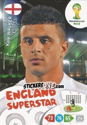 Sticker Kyle Walker - FIFA World Cup Brazil 2014. Adrenalyn XL n. 133u - Panini