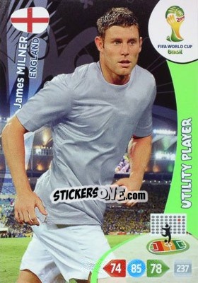 Sticker James Milner - FIFA World Cup Brazil 2014. Adrenalyn XL n. 135 - Panini