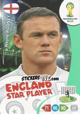 Sticker Wayne Rooney - FIFA World Cup Brazil 2014. Adrenalyn XL n. 139u - Panini