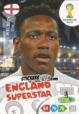 Sticker Danny Welbeck - FIFA World Cup Brazil 2014. Adrenalyn XL n. 140u - Panini