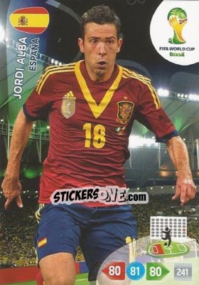 Sticker Jordi Alba - FIFA World Cup Brazil 2014. Adrenalyn XL - Panini