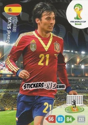 Sticker David Silva - FIFA World Cup Brazil 2014. Adrenalyn XL n. 152 - Panini