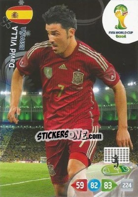 Cromo David Villa - FIFA World Cup Brazil 2014. Adrenalyn XL - Panini