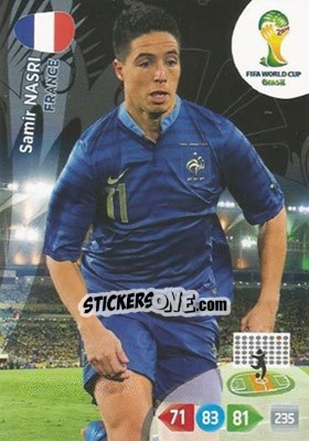 Cromo Samir Nasri - FIFA World Cup Brazil 2014. Adrenalyn XL - Panini