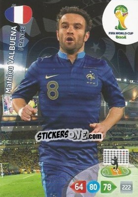 Sticker Mathieu Valbuena - FIFA World Cup Brazil 2014. Adrenalyn XL n. 166 - Panini