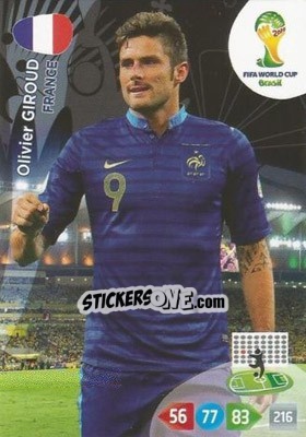 Sticker Olivier Giroud - FIFA World Cup Brazil 2014. Adrenalyn XL n. 167 - Panini