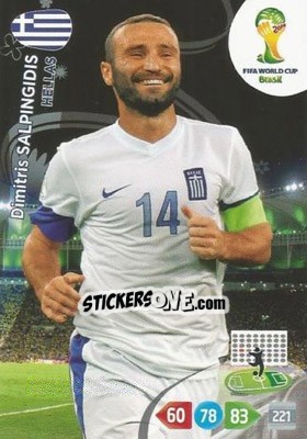 Sticker Dimitris Salpingidis - FIFA World Cup Brazil 2014. Adrenalyn XL n. 186 - Panini