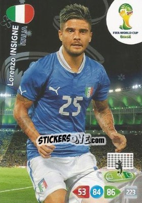 Sticker Lorenzo Insigne - FIFA World Cup Brazil 2014. Adrenalyn XL n. 222 - Panini