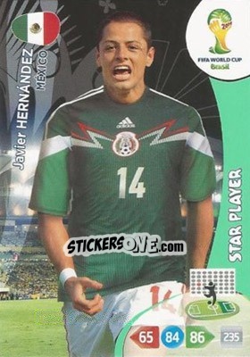 Sticker Javier Hernández - FIFA World Cup Brazil 2014. Adrenalyn XL n. 249 - Panini