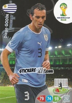 Figurina Diego Godín - FIFA World Cup Brazil 2014. Adrenalyn XL - Panini