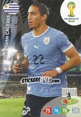 Sticker Martín Cáceres - FIFA World Cup Brazil 2014. Adrenalyn XL - Panini
