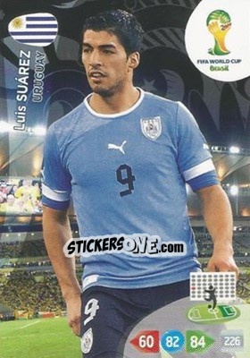 Sticker Luis Suárez - FIFA World Cup Brazil 2014. Adrenalyn XL - Panini