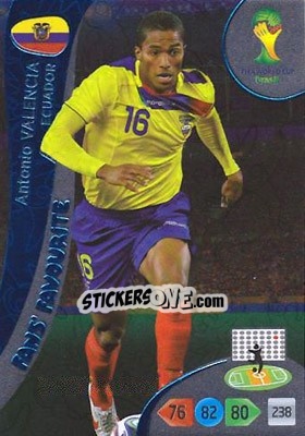 Sticker Antonio Valencia - FIFA World Cup Brazil 2014. Adrenalyn XL n. 335 - Panini