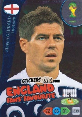 Sticker Steven Gerrard - FIFA World Cup Brazil 2014. Adrenalyn XL - Panini