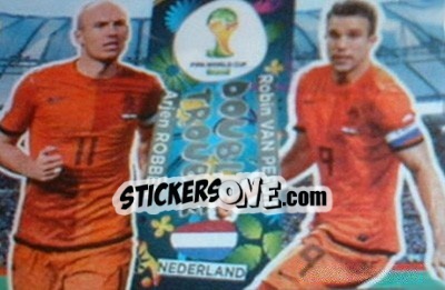 Sticker Arjen Robben / Robin van Persie - FIFA World Cup Brazil 2014. Adrenalyn XL n. 415 - Panini
