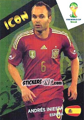 Sticker Andrés Iniesta - FIFA World Cup Brazil 2014. Adrenalyn XL n. 419 - Panini