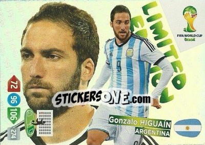 Sticker Gonzalo Higuaín - FIFA World Cup Brazil 2014. Adrenalyn XL - Panini