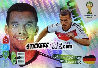 Sticker Lukas Podolski - FIFA World Cup Brazil 2014. Adrenalyn XL - Panini