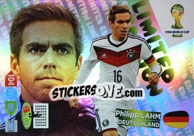 Sticker Philipp Lahm - FIFA World Cup Brazil 2014. Adrenalyn XL - Panini