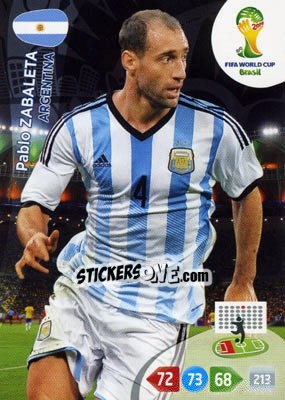 Sticker Pablo Zabaleta - FIFA World Cup Brazil 2014. Adrenalyn XL - Panini