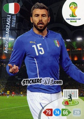 Sticker Andrea Barzagli - FIFA World Cup Brazil 2014. Adrenalyn XL n. u55 - Panini