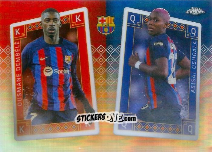Cromo Ousmane Dembélé / Asisat Oshoala - Chrome FC Barcelona 2022-2023
 n. KQ-7 - Topps