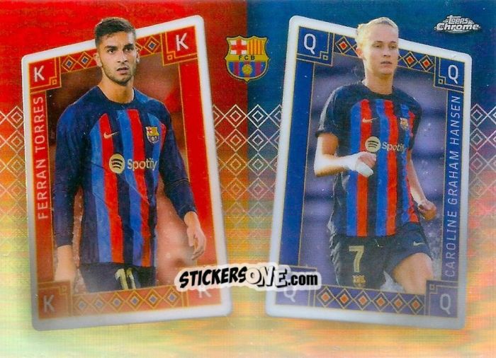 Cromo Ferran Torres / Caroline Graham Hansen - Chrome FC Barcelona 2022-2023
 n. KQ-8 - Topps