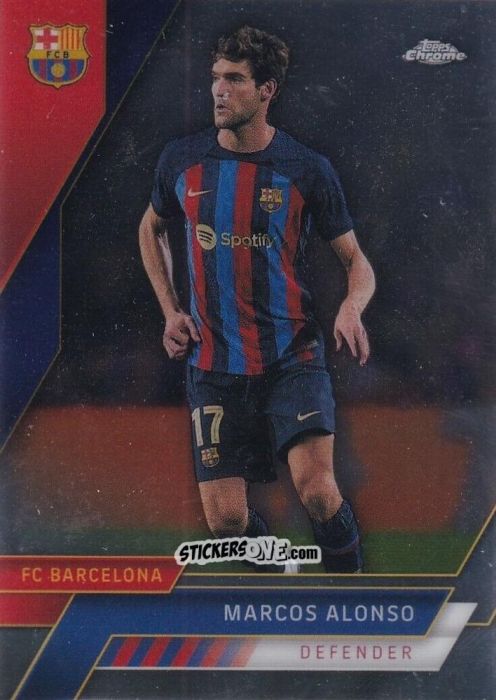 Figurina Marcos Alonso - Chrome FC Barcelona 2022-2023
 n. 69 - Topps