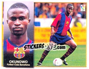 Sticker 28) Okunowo (FC Barcelona) - Liga Spagnola 1998-1999 - Colecciones ESTE