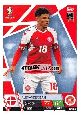 Figurina Alexander Bah - UEFA Euro 2024. Match Attax
 n. DEN4 - Topps