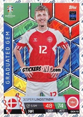 Sticker Jesper Lindstrøm - UEFA Euro 2024. Match Attax
 n. DEN10 - Topps