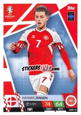 Figurina Mathias Jensen - UEFA Euro 2024. Match Attax
 n. DEN12 - Topps