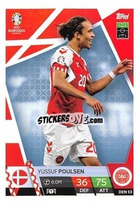 Sticker Yussuf Poulsen - UEFA Euro 2024. Match Attax
 n. DEN13 - Topps